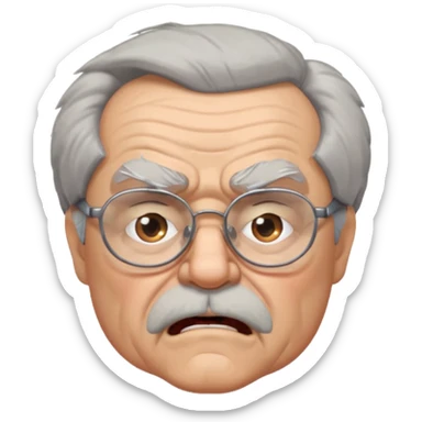 make old old man like 80 with gray hair and fur has HUGE EYE brows and glasses and is always mad and gay sticker