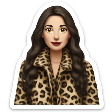 Beautiful realistic long hair brunette mob wife with leopard coat no smoke  sticker