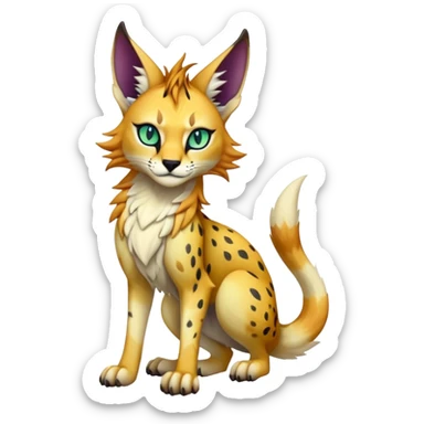 Epic Edgy Colorful ethereal eldritch Sergal-Serval-Fionbri sticker