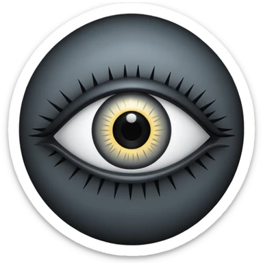 Minimal emoji, gothic futuristic eye, cold grey sclera, pupil replaced by a solid black number 8, occult cyber aesthetic, sharp clean lines, flat emoji design, centered, transparent background sticker