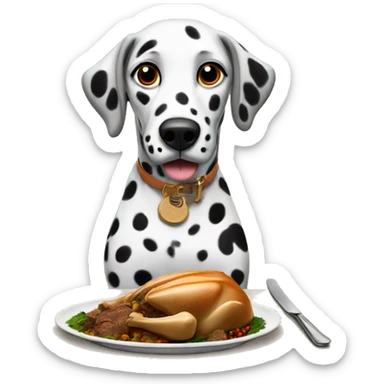 Dalmatian eating Thanksgiving dinner sticker
