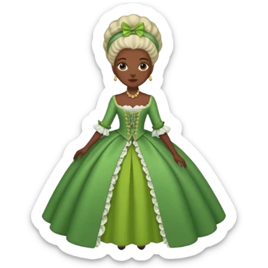 marie Antoinette fashion dark skinned woman green clothe sticker