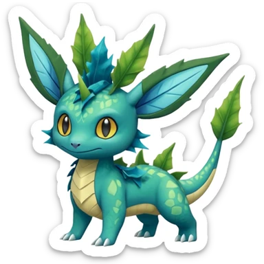 Swampy Gloomy Dark Dull Vaporeon-Leafeon-Treecko-Grovyle-Fakémon-Pokémon-hybrid-fusion sticker