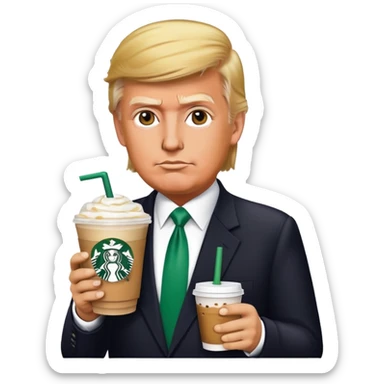 trump with stabucks drink sticker