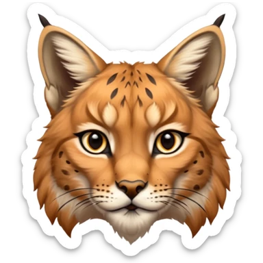A high-resolution photo-realistic digital illustration of a majestic lynx, chest upward A high-resolution, photo-realistic digital illustration of a majestic young Eurasian lynx, shown from the shoulder upwards with markings sticker