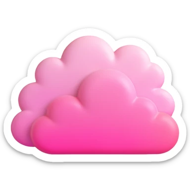 Create a pink cloud in 3D OS style, volumetric with smooth shadows and glossy highlights, modern interface style, no background. sticker