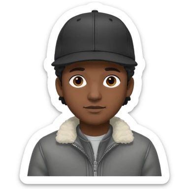 Cappellino New Era New York nero e persona con giubbotto di pecora grigio e anche la lana grigia sticker