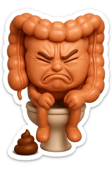 SU QUESTO STILE FAI UN EMOJI STILE IPHONE 3D DI UN INTESTINO CHE sta seduto sul wc e davanti ha una montagnetta di feci a palline stile emoji iphone, fallo senza naso e FAGLI UN ESPRESSIONE di dolore mentre si sforza E FALLO MOLTO REALISTICO IN 3D sticker