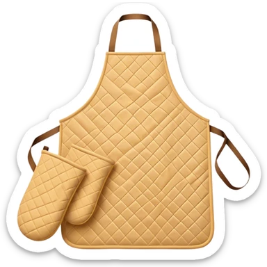 Cinematic Realistic Apron & Oven Mitts, a neatly folded soft pastel apron with subtle fabric textures, resting next to thickly padded oven mitts with a quilted pattern, warm golden kitchen lighting reflecting off the fabrics, evoking a sense of homely warmth and culinary creativity. sticker