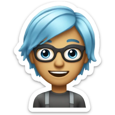 Create an emoji for the chatbot on the website of Get a Grip, an marketing office. Make it more informal, with ligtblue hair sticker