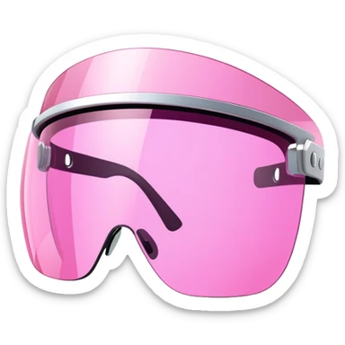 pink tinted shield visor glasses, frameless Y2K style, one continuous lens, futuristic sticker