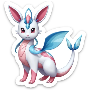 Shiny Cute Milotic-Sylveon-Glaceon-Vaporeon-Dragonair-Pokémon-hybrid-fusion full body sticker