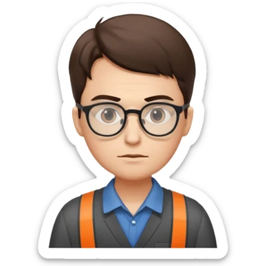 create a realistic emoji showing logistic person planing something sticker