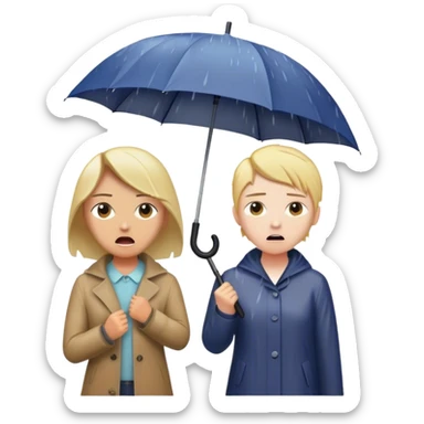 A person stands in the rain holding an umbrella, while another person outside of the umbrella (the narcissist) screams at the storm, getting drenched. The first person looks calm and dry, choosing to protect themselves rather than fight the uncontrollable.  sticker