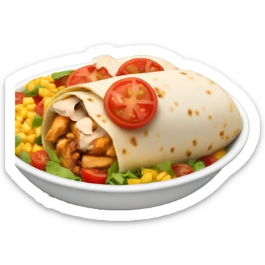 burrito bowl with chicken and tomatoes sticker