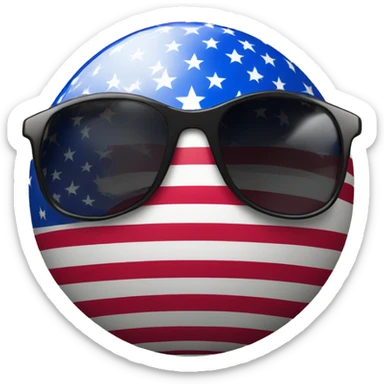 Usa flag in a ball with sunglasses  sticker