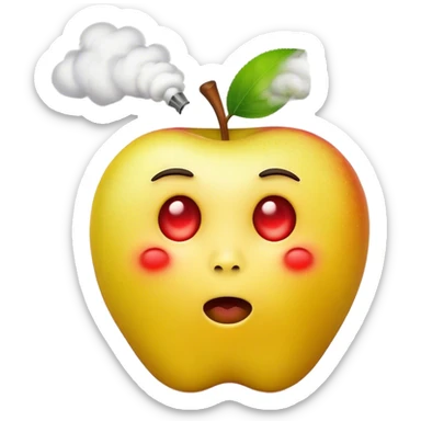 exhaling smoke yellow Apple emoji except the eyes low and red sticker