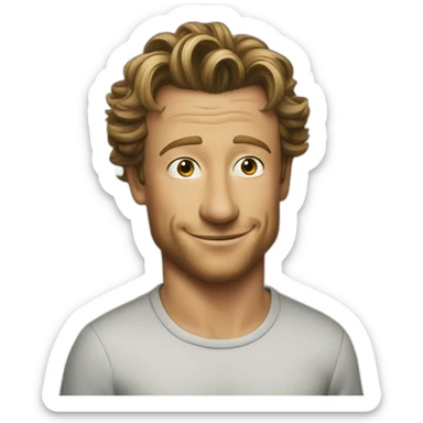 Simon Baker kiss-kiss a black girl brown eyes and sblack hair in a bun sticker