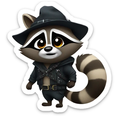 raccoon wearing a thief costume sticker