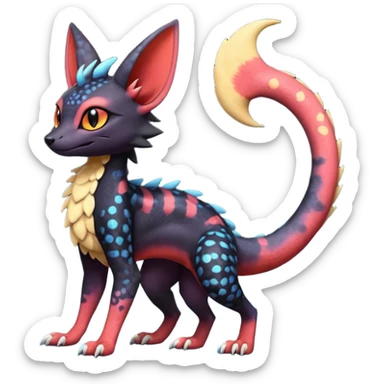Dark magma-gradients-colored Salandit-Umbreon-Genet-Noivern-Noibat-Serval-Hybrid (Full body) sticker