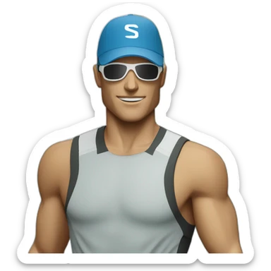 white salomon trail runner man wearing a cap and a pair of sunglasses sticker
