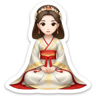 Beautiful girl wearing Hanfu wedding dress sitting sticker