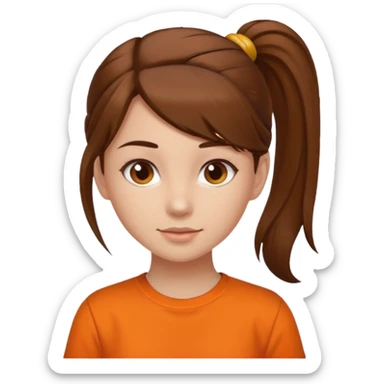 brown hair girl with ponytail and orange shirt sticker