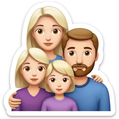 familia con papá,mamá,hija e hijo blancos sticker