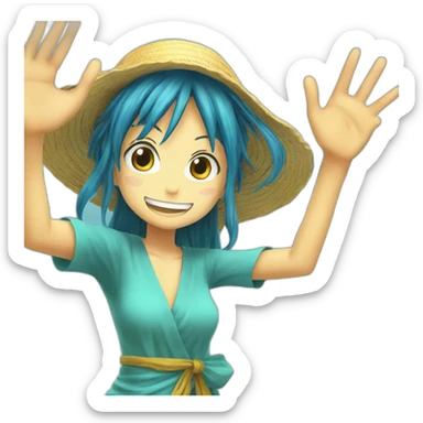 nami high fiving luffy sticker