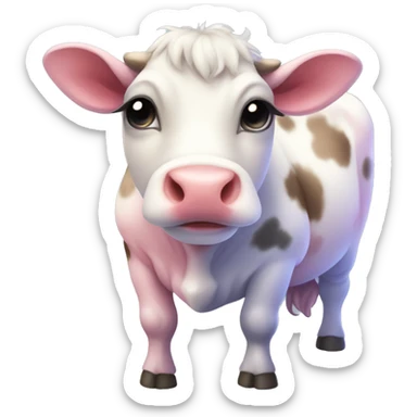 Mini cow cute super fat and cute and adorable pink mix blue and mix gray and mix red sticker