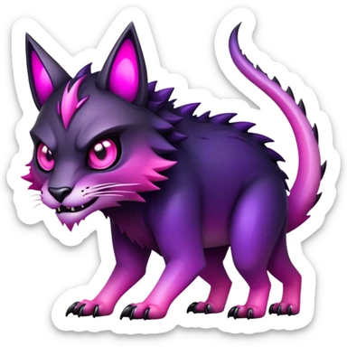 Cool Edgy Black-pink-purple-gradient badass animal-creature full bodyd sticker