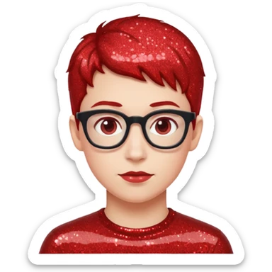 glitter red nerd sticker