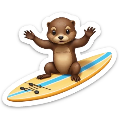 otter playing video games on a surfboard  sticker
