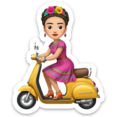 Frida Kahlo driving a scooter sticker