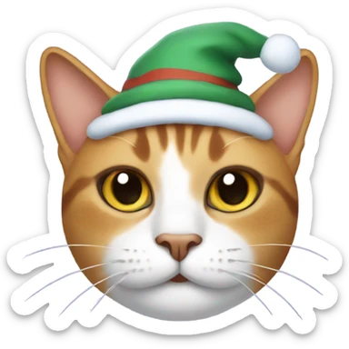 Cat wearing a snowman hat sticker