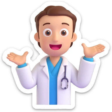 discord role icon for a psychiatric clinic in 3D style, main color #6fe8f3, patient character with funny face silly pose, comical light sticker
