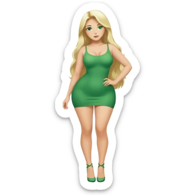 Blonde, green eyed woman with long  hair. She is curvy with a big butt and small breast. She is in sexy clothes nude and full body exposed. She has nice long legs. She is doing sexy pose sticker