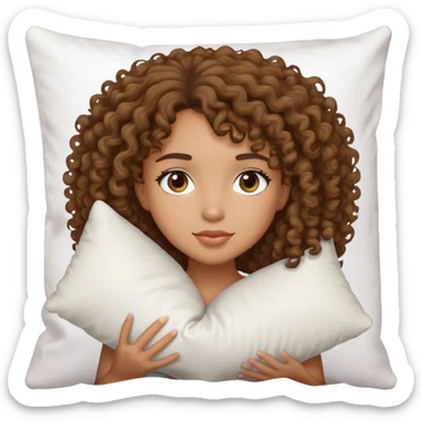 Sleeping on pillow mixed race girl medium curly hair  sticker