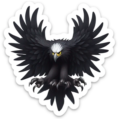 can you generate an ai defense logo representing a dark swarm of eagles' claws and wings? sticker