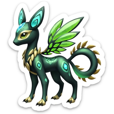  Exotic Futuristc Meloetta-Zygarde-Zeraora-Protogen-Palkia-hybrid-fusion-Fakémon-creature, full body sticker