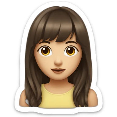 Fille brune abec des yeux bleux et une frange sticker