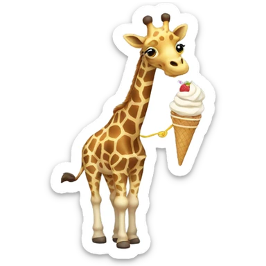 Giraffe eating ice cream while jump roping sticker