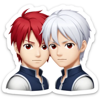Just Shoto Todoroki's iconic split hairstyle without the face - left side red hair, right side white hair, from My Hero Academia sticker