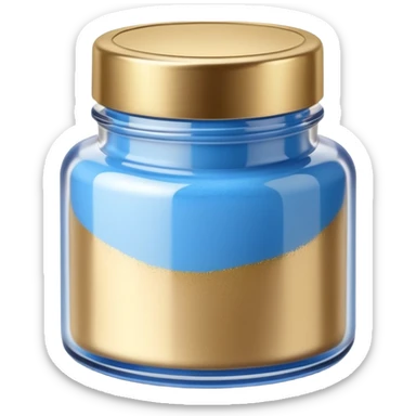 ultra realistic short jar of acrylic powder blue with gold lid sticker