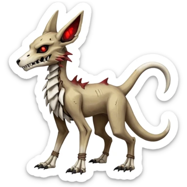 Skeletal Cubone-Marowak-Zoroark-Anubis-Wendigo-Fakémon-hybrid-creature (full body), 4 legs sticker
