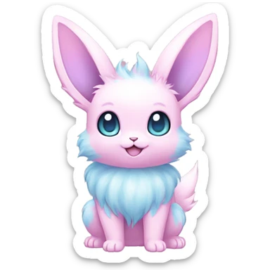 Kawaii Pastel Cotton-Candy-Colored Eeveelution-Cute-Bunny-Pokémon-fusion full body sticker