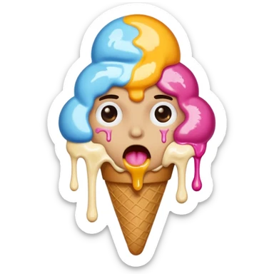 A person getting a ice cream but the ice cream is corrupted  sticker