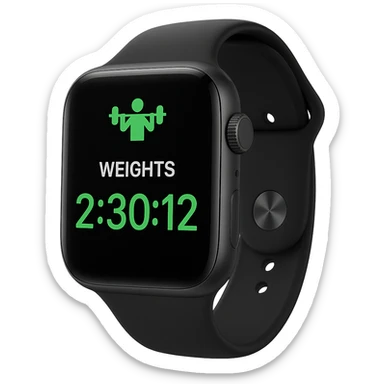 smartwatch con modalità attiva di pesi che segna 2 ore e mezza di palestra, REALISTICA 4K sticker