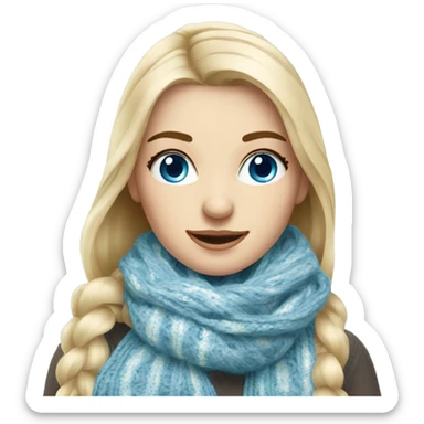beautiful finnish blonde woman with blue eyes knitting floral scarf sticker