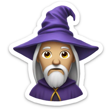 sad wizard with a big frown sticker